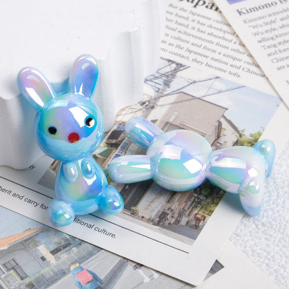 Plating Rabbit Acrylic Beads 38mm Dual Color Glossy 10pcs 8