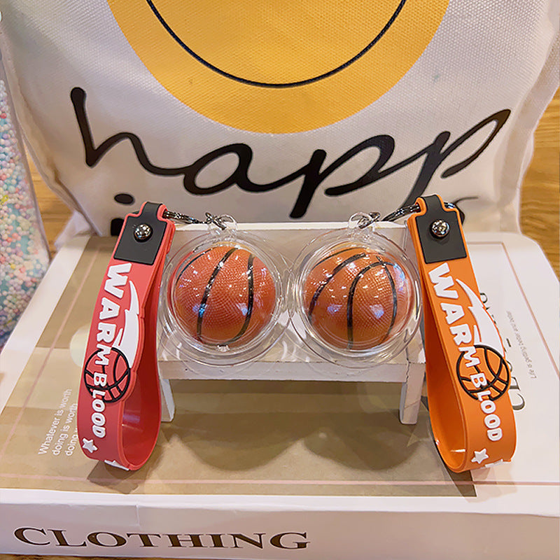 Soft Rubber Basketball Keychain Creative Street Style Sports Charm 2