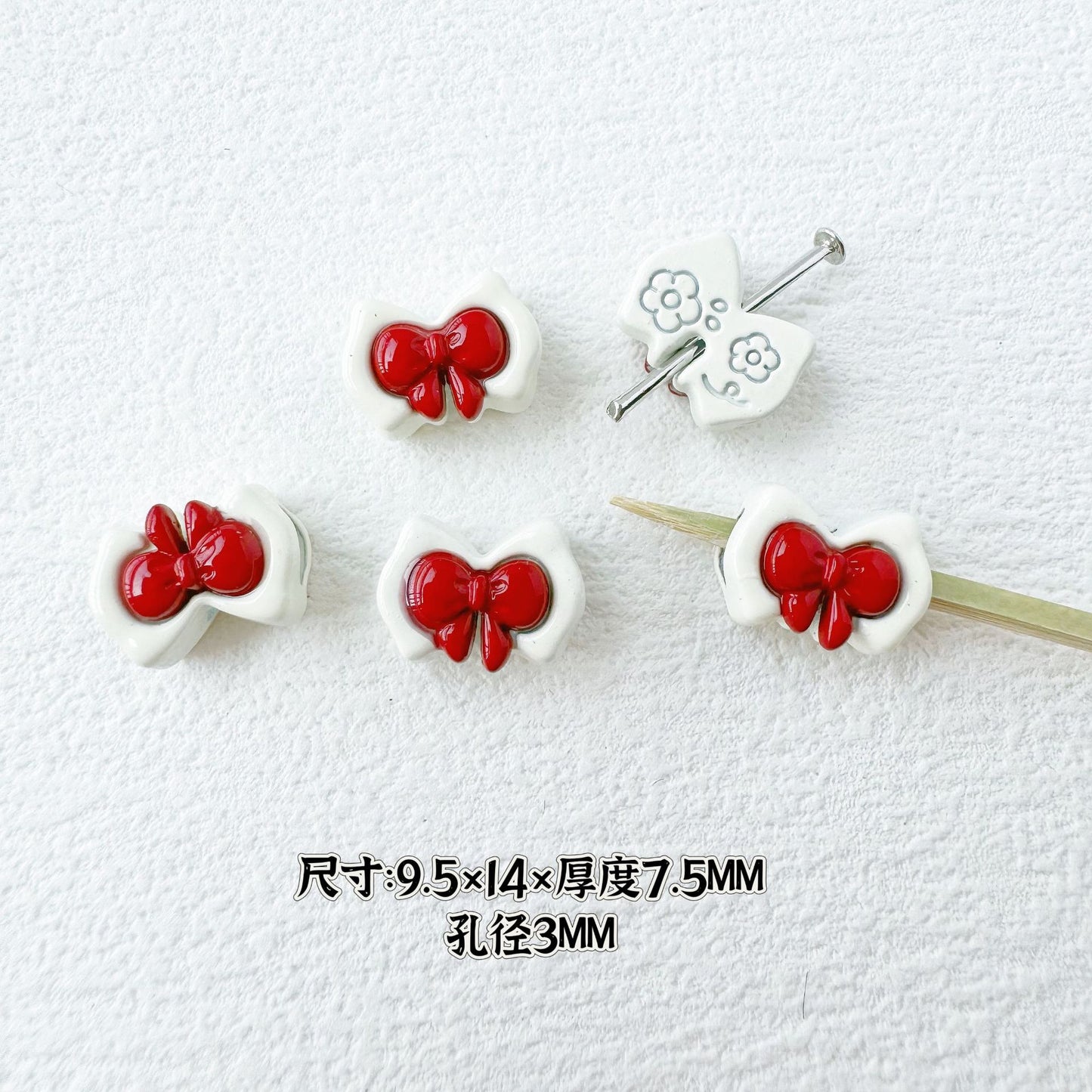 Bow Metal Beads 14mm 16mm Baking Painted Two-Color Alloy 10pcs 16