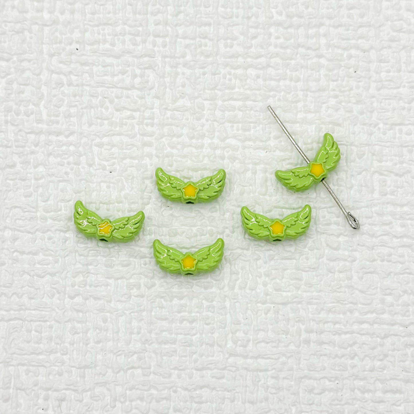 Angel Wing Metal Beads 14mm Painted Colorful Alloy 10pcs 10
