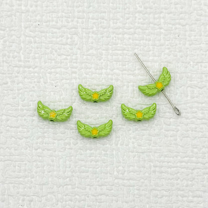 Angel Wing Metal Beads 14mm Painted Colorful Alloy 10pcs 10