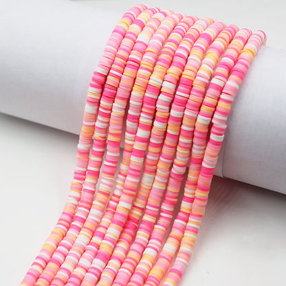 Flat Clay Beads 6mm Colorful Polymer Spacer Disc 10strands 11