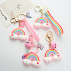 Silicone Rainbow Heart Cloud Keychain Colorful Pastel Charm