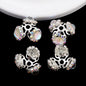 Alloy Flower Bead Caps 25mm Rhinestone Paved 10pcs 8