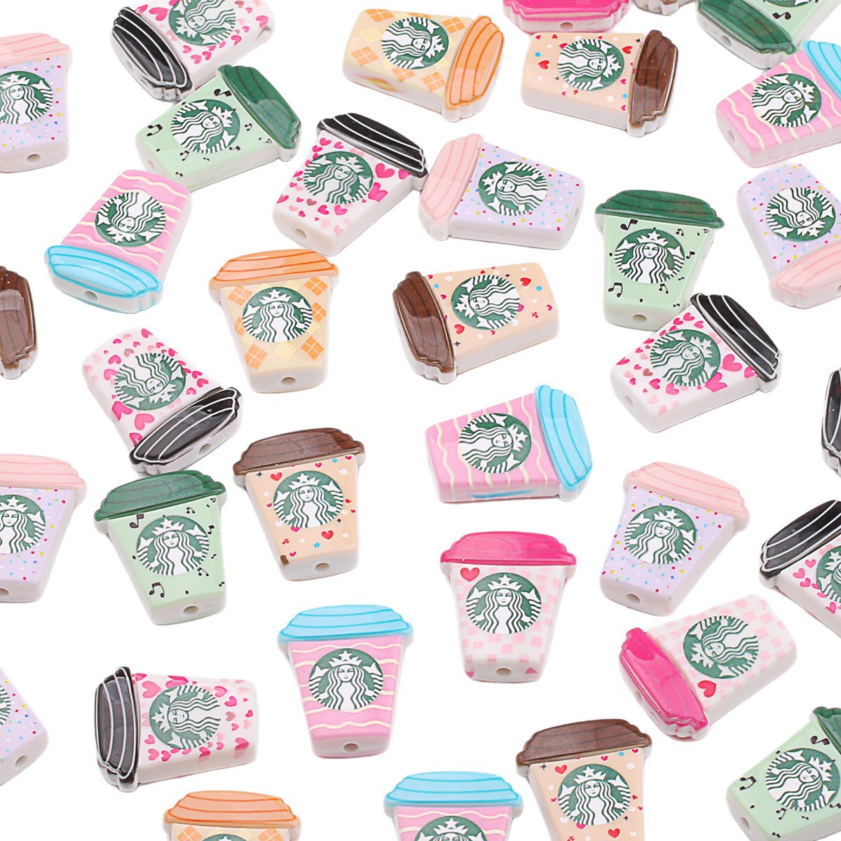 Starbuc Cup Acrylic Beads 25-30mm Pastel Mixed 50pcs 5