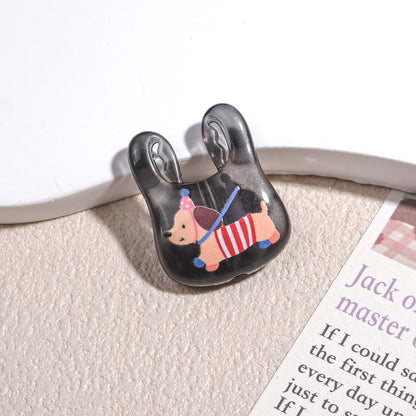 Transparent Handbag Acrylic Beads 25mm Cartoon Pattern Printed 10pcs 4