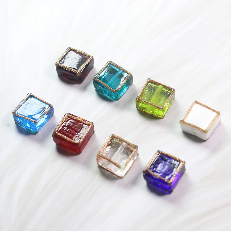 Lampwork Glass Beads Square 12mm Transparent Filigree 20pcs