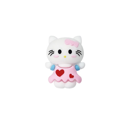 Silicone 3D Focal Beads Kitty Cat Wearing Pink Heart Dress