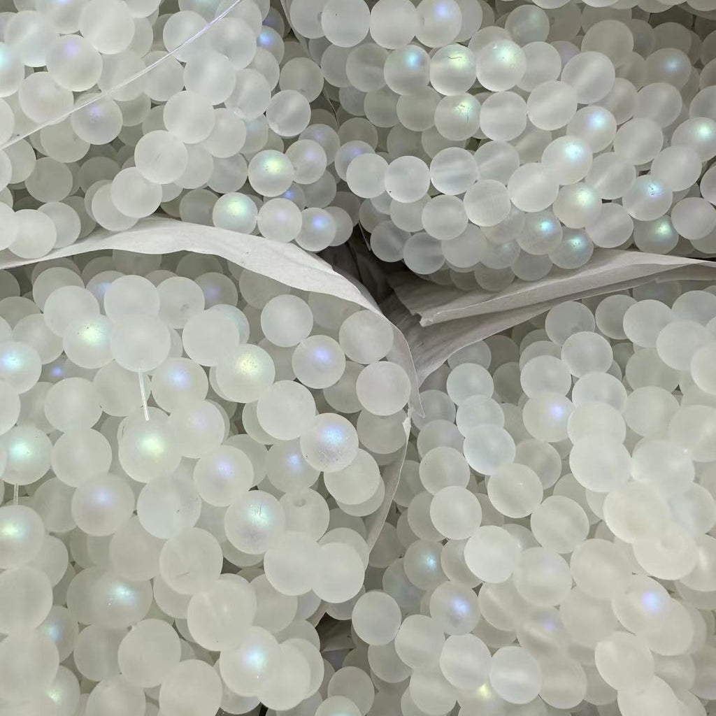 Electroplated Frosted Mermaid Glass Beads 6-10mm Pearlescent Rainbow Sheen 2