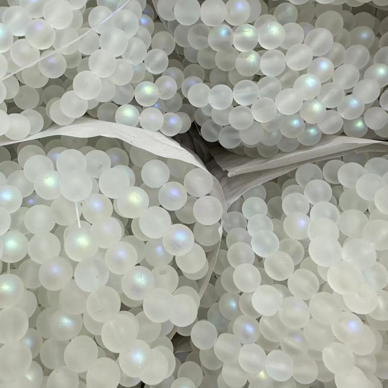 Electroplated Frosted Mermaid Glass Beads 6-10mm Pearlescent Rainbow Sheen 2