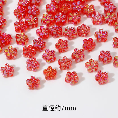 Plating AB Colored Floret Resin Beads 7mm Transparent 100pcs 14