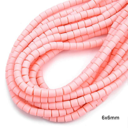 Cylindrical Clay Beads 6mm Colorful Polymer 62pcs 29