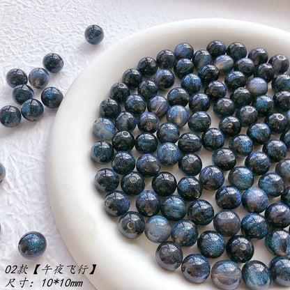 Galaxy Series Resin Beads 10mm Blue Glitter Powder 30pcs 7