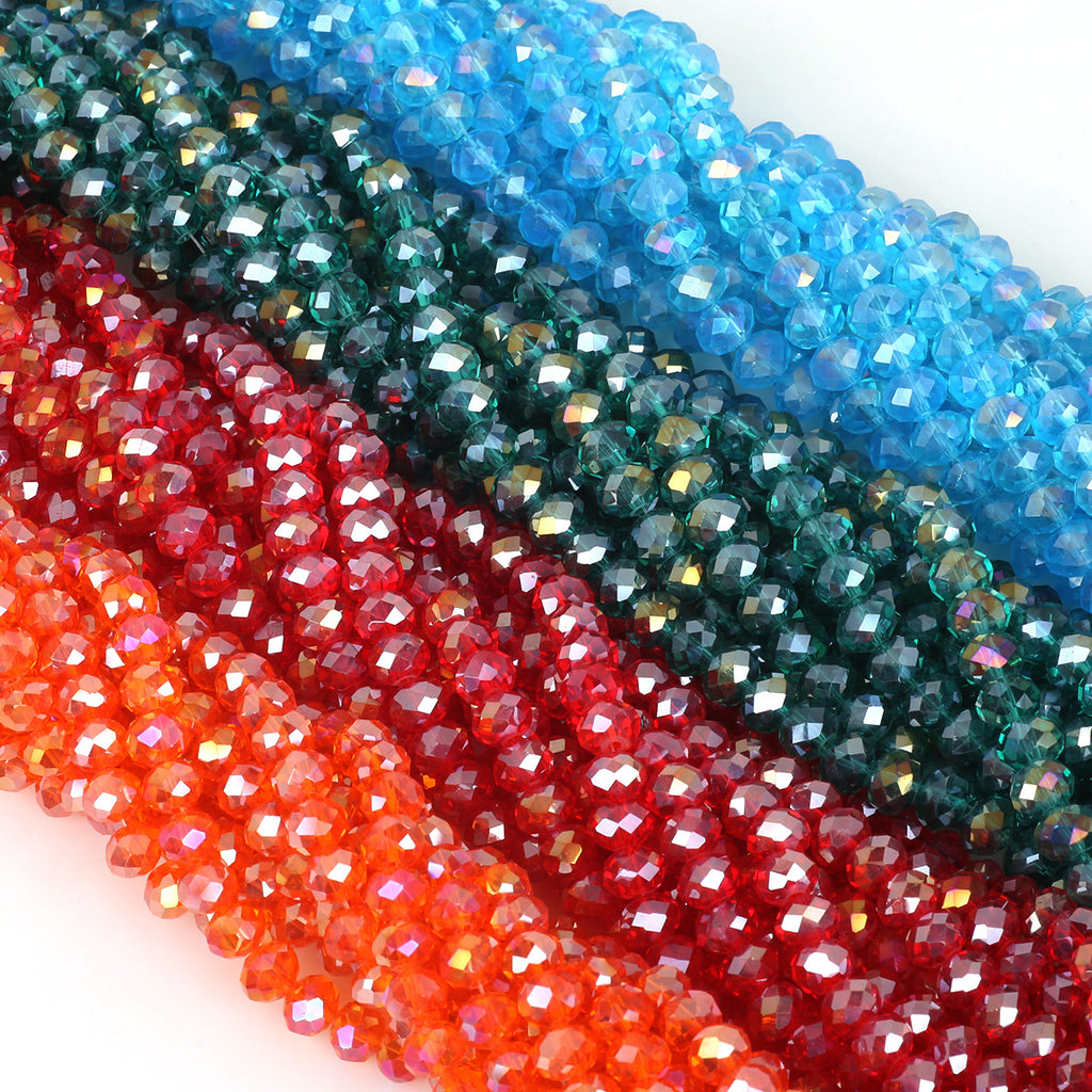 Glass Faceted Spacer Beads 8mm Iridescent Plating