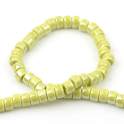Cylindrical Ceramic Beads 6mm Glossy Rainbow Spacer 10pcs 25