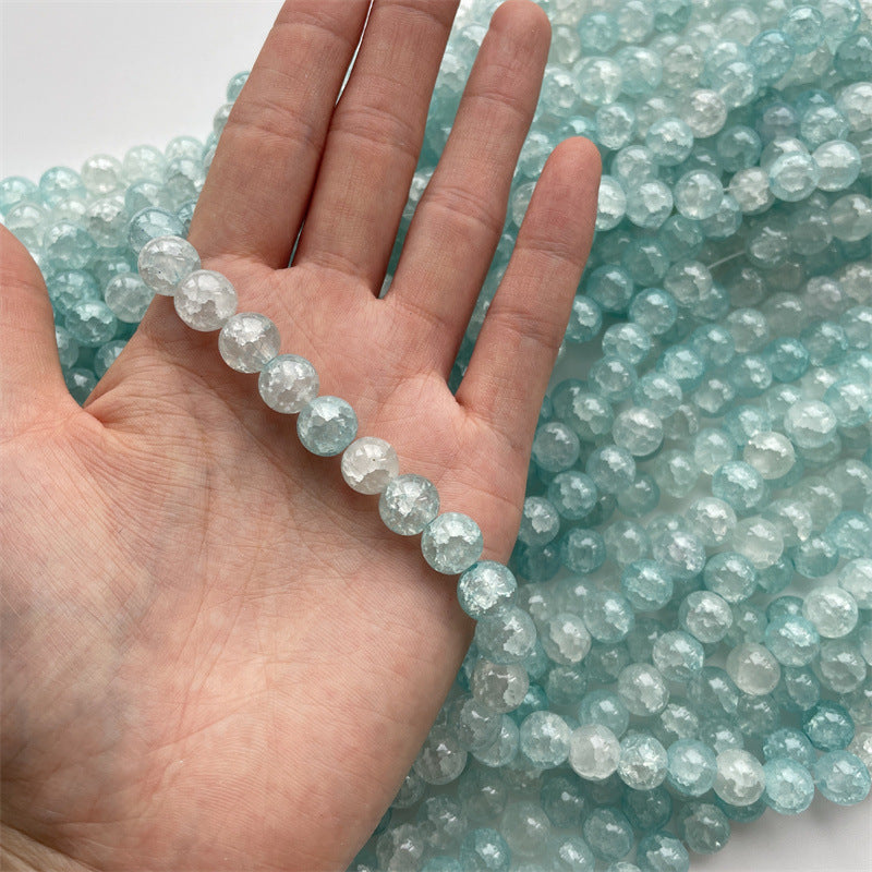 Crackle Round Glass Beads 10mm Ice Cracked Imitation Jade 40pcs 6
