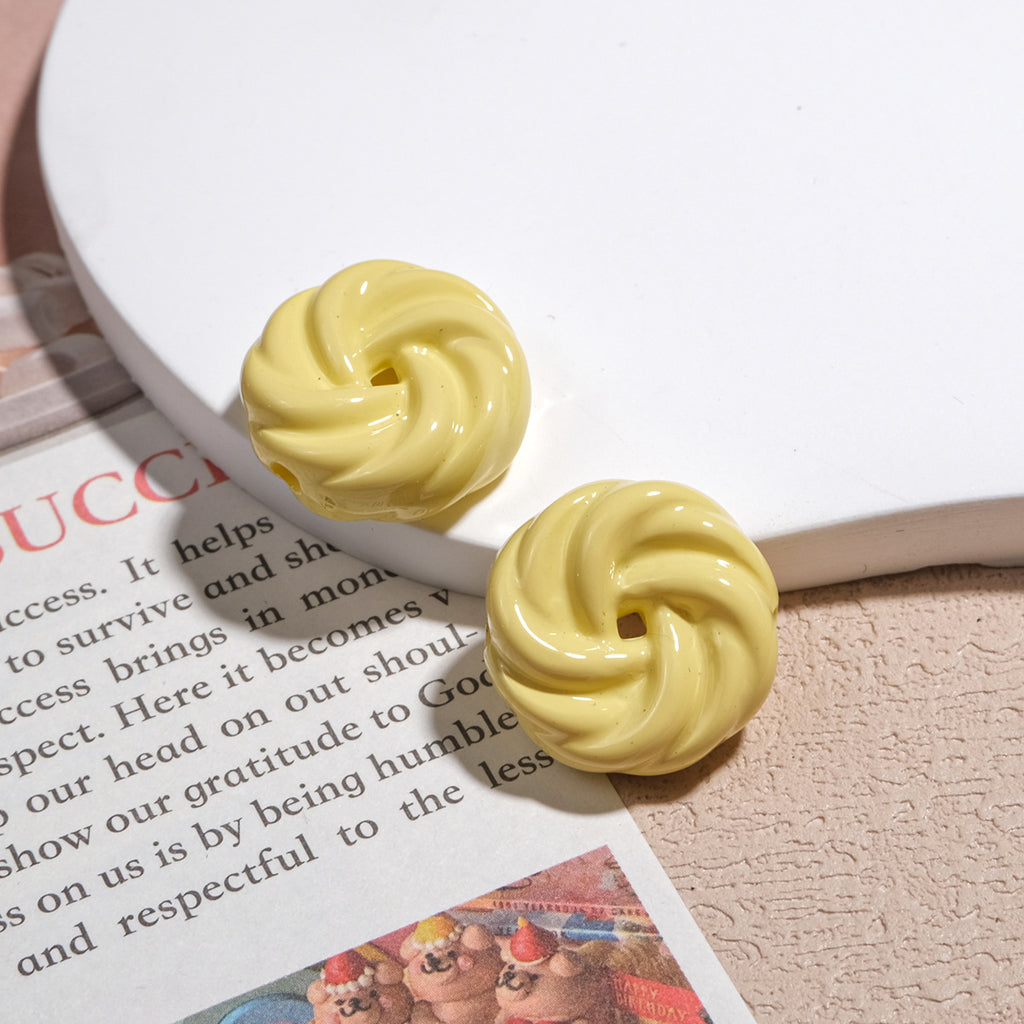Painted Cookie Acrylic Beads 20x17x9mm Solid Color Glossy Swirl 30pcs 5