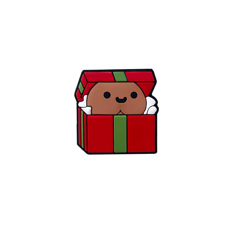 Silicone Focal Beads Christmas Gift Box with Playful Faces 20pcs 8