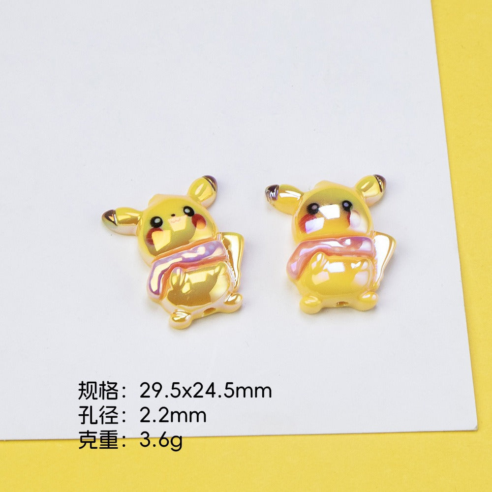 Plating Cute Pikachu Resin Beads Glossy Finish 20pcs 7