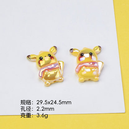 Plating Cute Pikachu Resin Beads Glossy Finish 20pcs 7