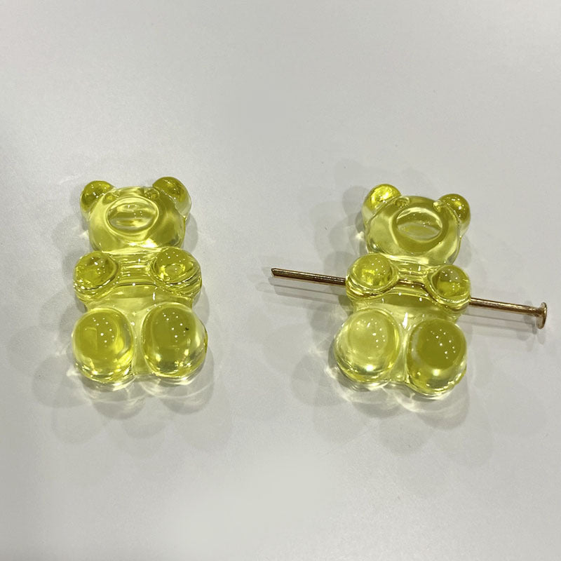 Clear Candy Colored Teddy Bear Acrylic Beads 12x18mm 10pcs 19