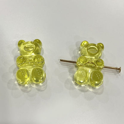 Clear Candy Colored Teddy Bear Acrylic Beads 12x18mm 10pcs 19