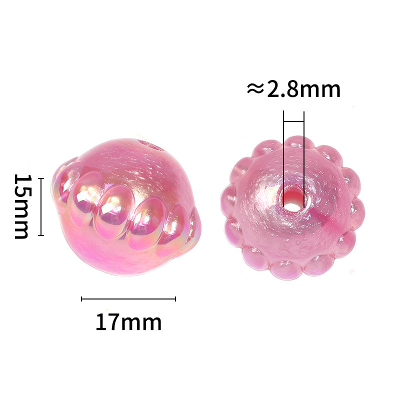 UV Plating Flying Saucer Acrylic Beads 15-17mm Metal Colored 50pcs 3