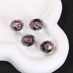 Faceted Flower Glass Beads 10mm Turquoise Painted 10pcs 4