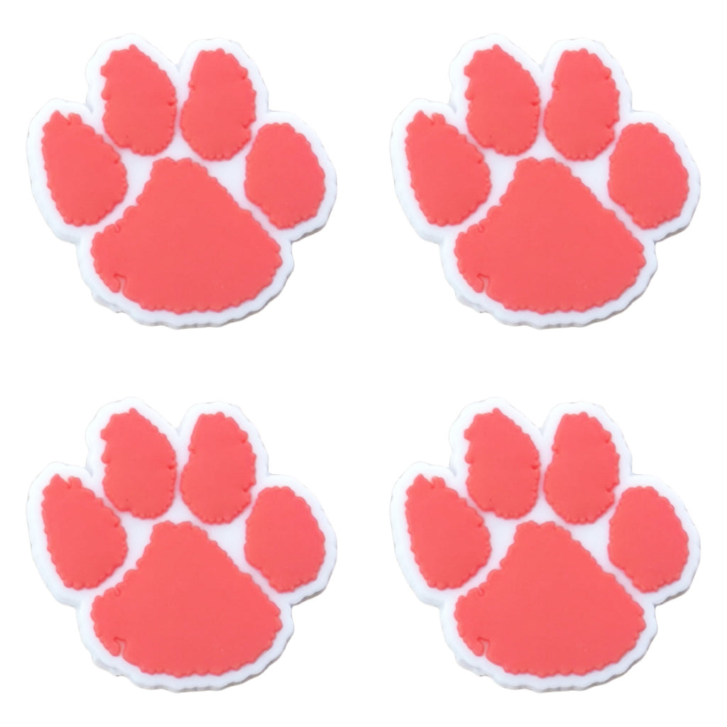 Silicone Focal Beads Clemson Tigers Paw Print Red Outline 20pcs
