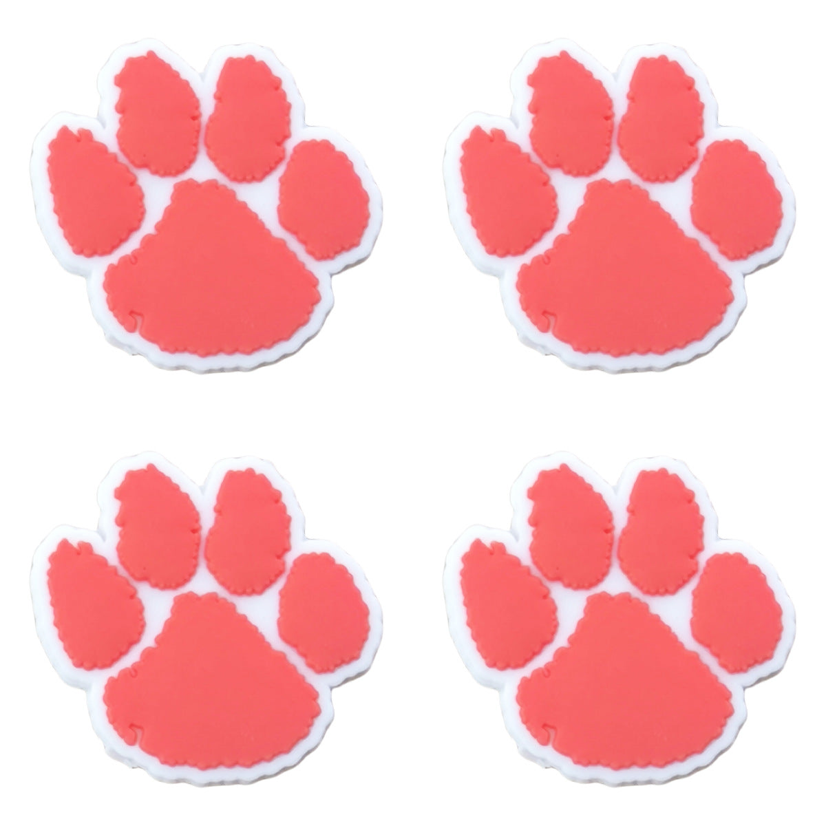 Silicone Focal Beads Clemson Tigers Paw Print Red Outline 20pcs