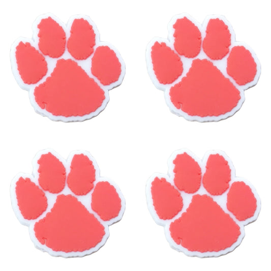 Silicone Focal Beads Clemson Tigers Paw Print Red Outline 20pcs