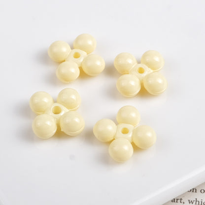 Acrylic Round Four Leaf Petal Spacer Beads 10mm Colored Baking Painted 100pcs 8