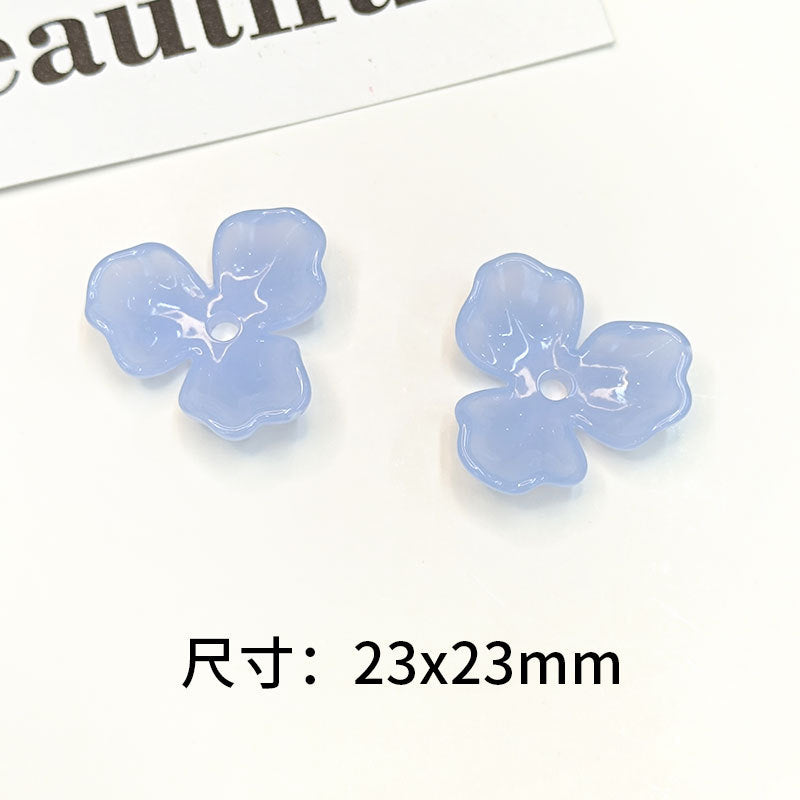 Three-Petal Flower Acrylic Beads 23mm Translucent Mixed Colors 100pcs 5