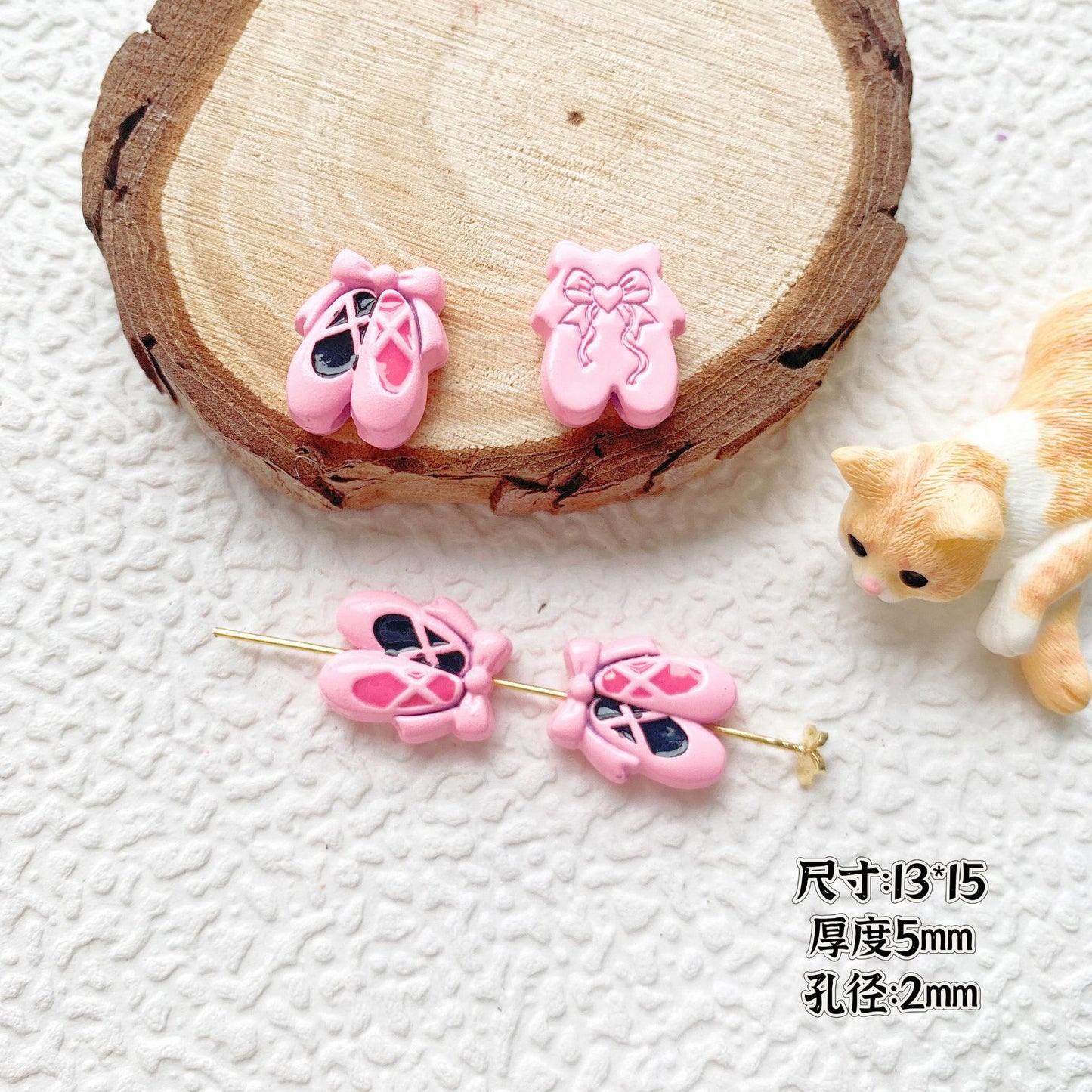 Bow Ballet Shoe Metal Beads Decorative Pastel Painted 20pcs 17