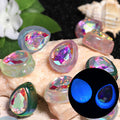 Glow Waterdrop Acrylic Beads 23x19mm Glitter Powder Glow In The Dark 25pcs
