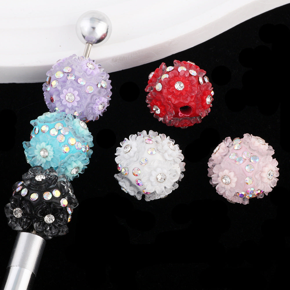 Floral Bubblegum Beads 19mm Little Daisy Cluster Rhinestone 10pcs
