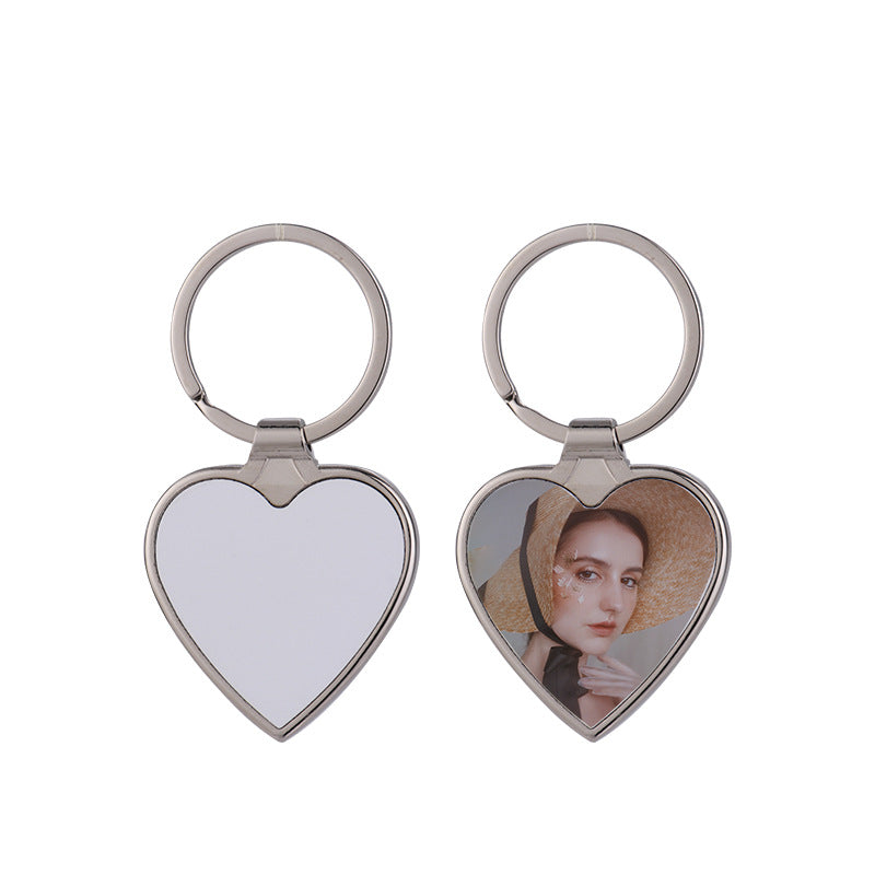 Sublimation Blank Metal Keychain Zinc Alloy Rectangle Heart Circle 4