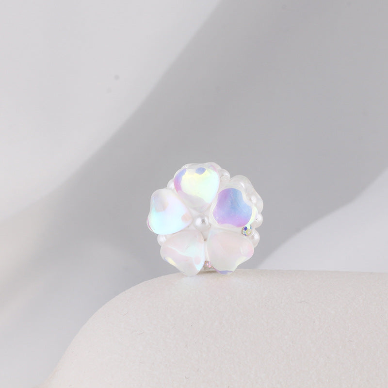 Moonstone Five-Petal Flower Clay Beads 19mm Opalescent 5pcs 6