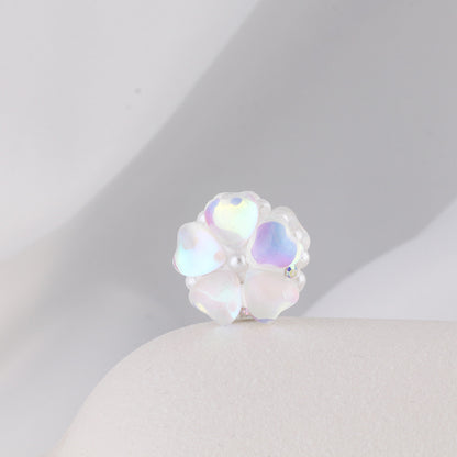 Moonstone Five-Petal Flower Clay Beads 19mm Opalescent 5pcs 6
