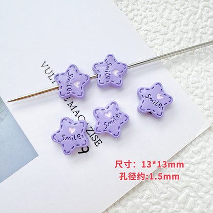 Star and Strawberry Heart Metal Beads Glossy Painted Colorful 10pcs 9