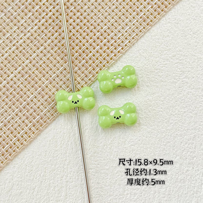 Bone and Heart Metal Beads 15mm and 10mm Baking Painted Alloy 10pcs 9