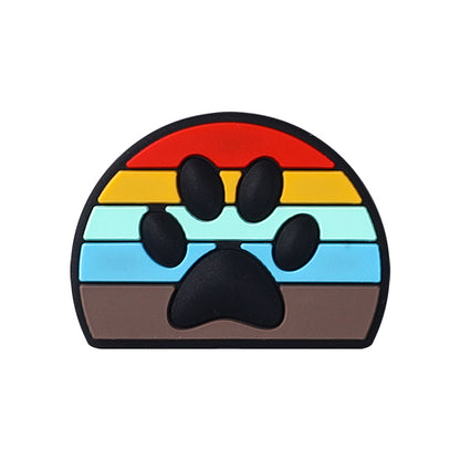 Silicone Focal Beads Puppy Heart Shape Rainbow Paw Prints 20pcs 10