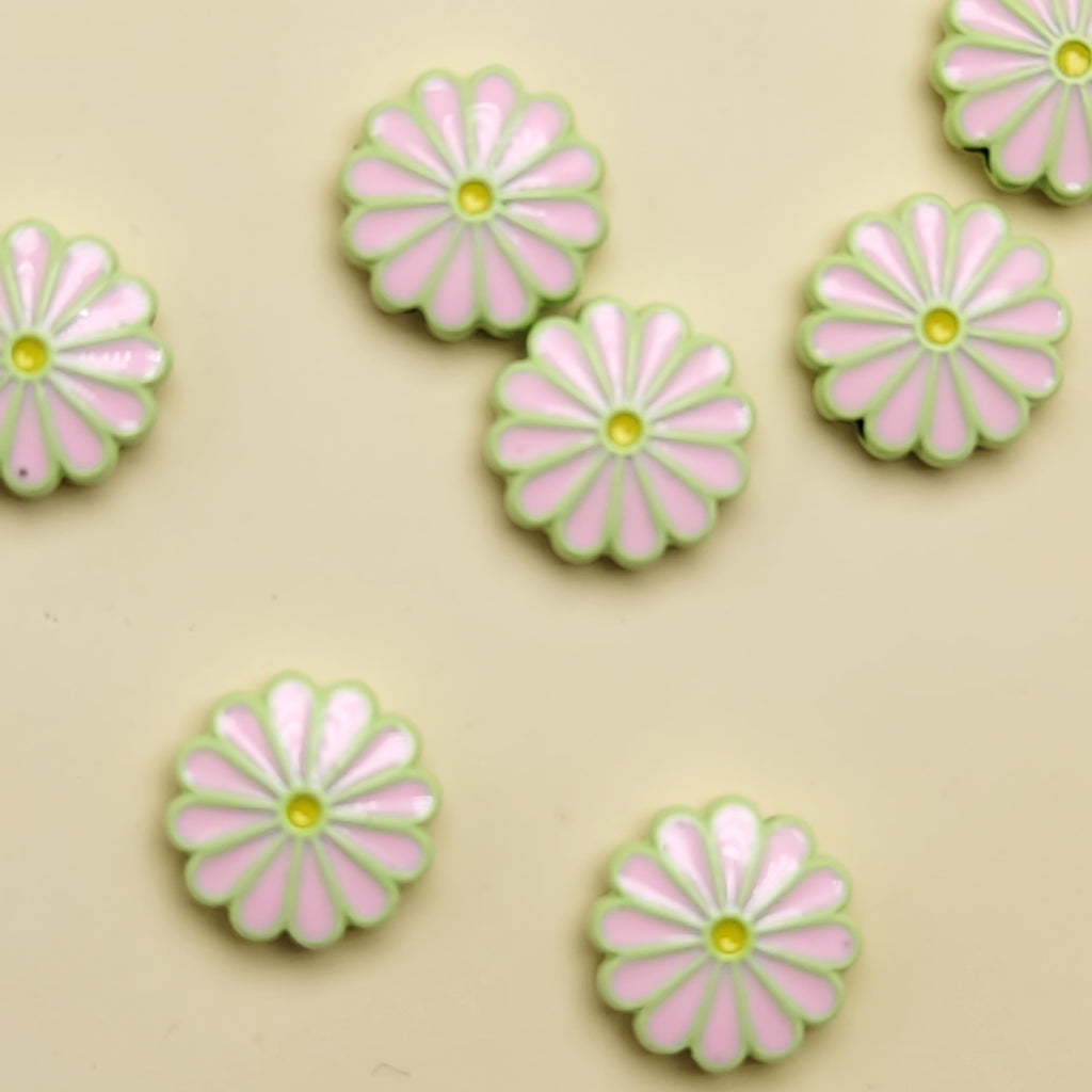Daisy Metal Beads 13mm Baking Painted Zinc Alloy 20pcs 6