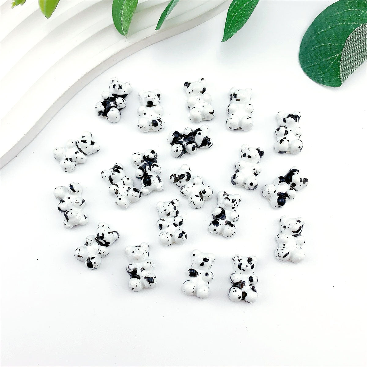 Spray Painted Butterfly Heart Star Acrylic Beads Black and White 100pcs 10