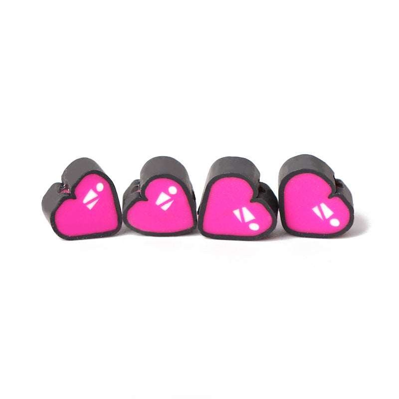 Heart Clay Beads 10mm Black Rose Red Polymer 100pcs 5