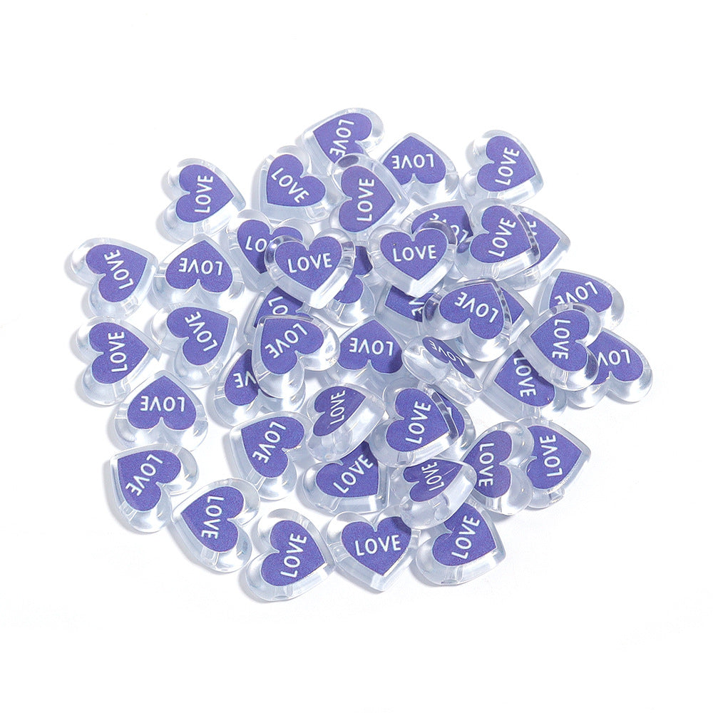 Heart Acrylic Beads 20mm White Transparent Love Horizontal Hole 20pcs 8