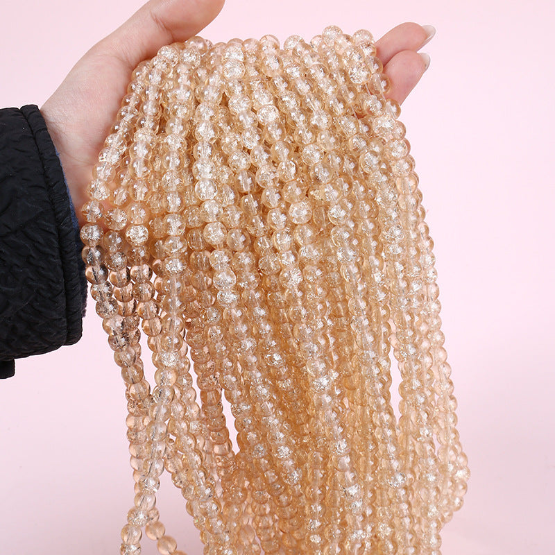 Crackle Round Glass Beads 8mm Gradient Dual Color Translucent 100pcs 15