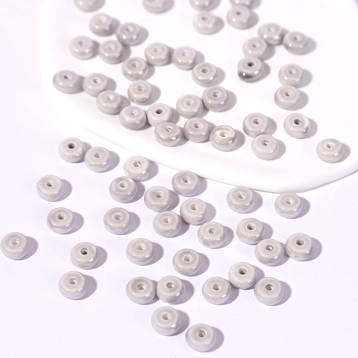 Ceramic Abacus Spacer Beads 5x9mm Creamy Colored 30pcs 9