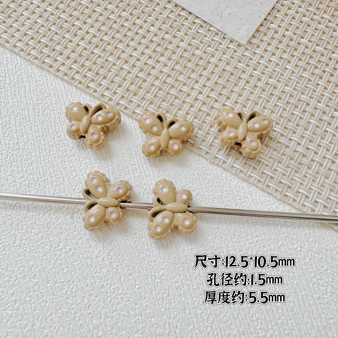 Puppy Butterfly Metal Beads 14mm 12mm Glossy Baked Finish 10pcs 22
