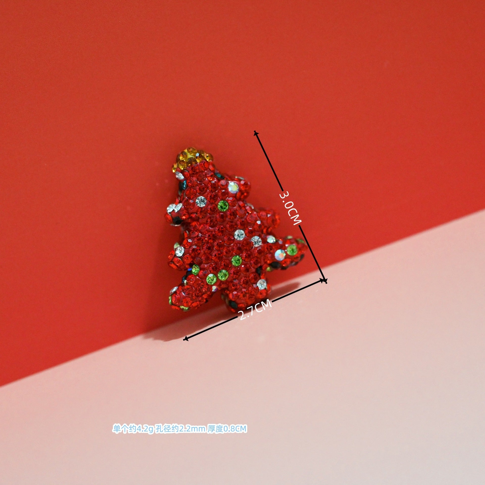 Polymer Clay Christmas Tree Rhinestone Beads 30mm Festive Holiday 10pcs 7